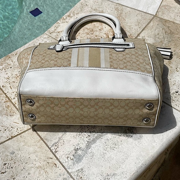 Coach NEW YORK Legacy Med. Candace Satchel in Sig. C Print w/Stripes & Silver HW - Picture 6 of 14
